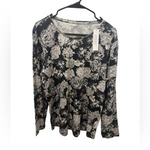 Chico's Black and White Floral Women's Top Size XL